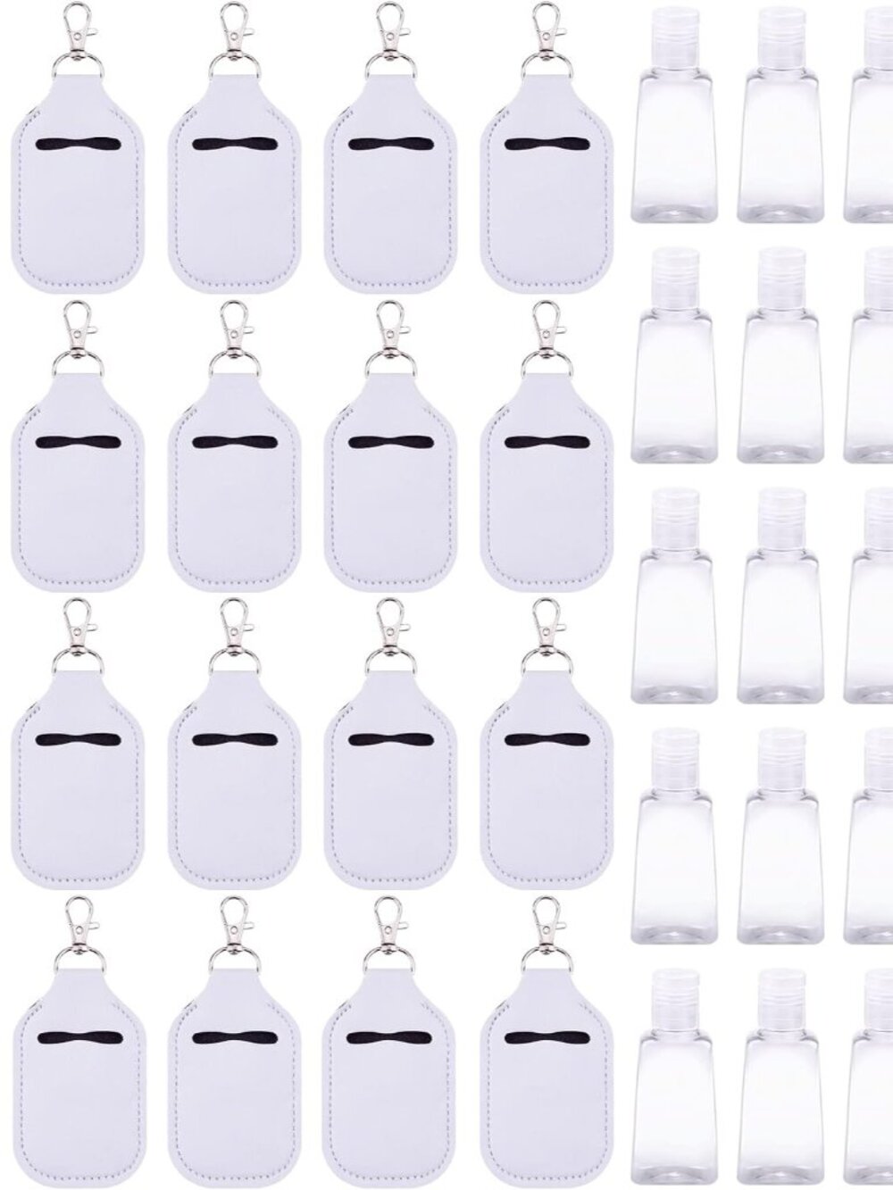 40 Pcs Hand Sanitizer Holder Keychain Empty Travel Bottle Set